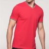 T-shirt uomo piqué scollo a V con righe a contrasto KARIBAN