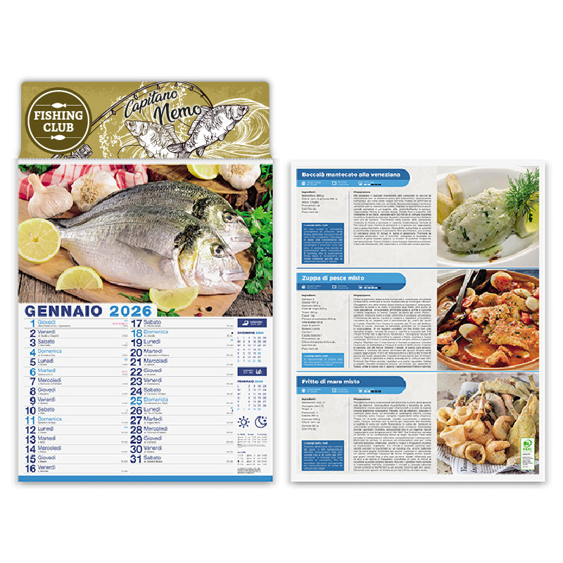 Calendario illustrato mare in tavola