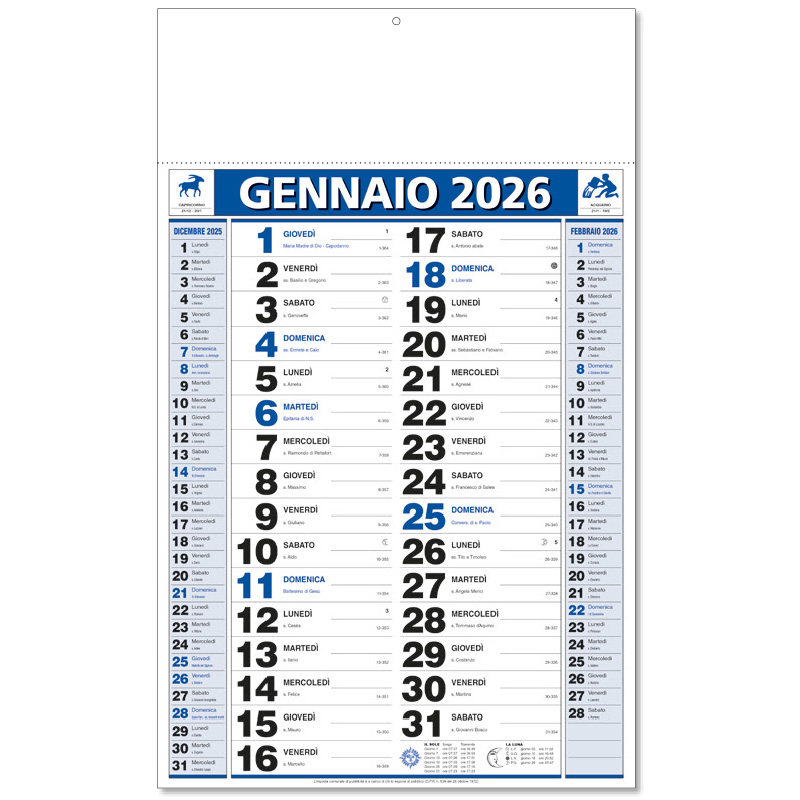 olandese calendario 2026 blu