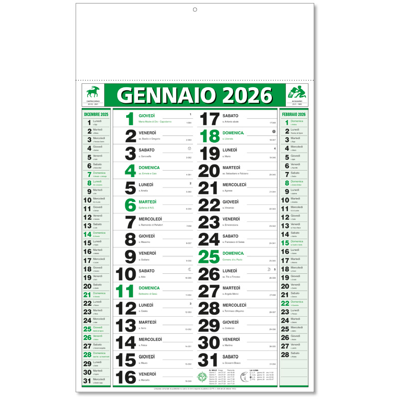 olandese calendario 2026 verde